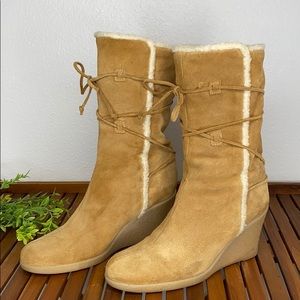 Michael Kors Snowflake Shearling Wedge Boots 7.5